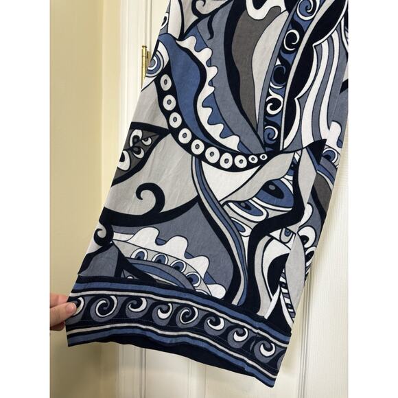 Chico’s Travelers Blue Abstract Wide Leg Crop Pants Size 12/14 Large Slinky - Picture 3 of 5